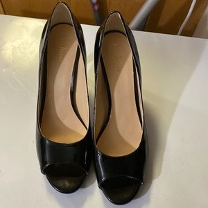 ColeHaan toe out black patent leather pumps  worn 1 time
